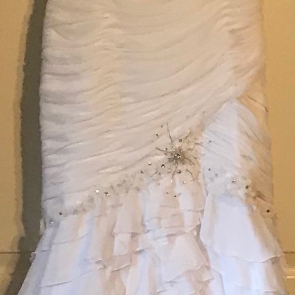 Alyce Designs White Chiffon Evening Gown size 8 - Picture 6 of 16